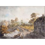 NICHOLAS POCOCK, THE OLD BRIDGE, WATERCOLOUR, 29 X 39CM. PROVENANCE: THOS. AGNEW AND SONS LTD LONDON