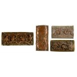 THREE PLATED BRASS VESTA CASES INSET WITH ELECTROTYPE RELIEFS, LATE 19TH C, including one with a