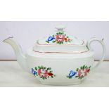 A SWANSEA PORCELAIN OBLONG TEAPOT AND COVER, PAINTED WITH STYLISED SPRAYS, 14CM H, COLLECTOR'S