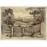 EDWARD J BURROW, MARLBOROUGH TOWN FROM THE CRICKET FIELD, ETCHING AND ANOTHER ETCHING, MARLBOROUGH