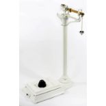 A FERRIS & CO BRISTOL PERSONAL WEIGHING SCALE, BRASS BEAM, 31CM H, EARLY 20TH C, WHITE PAINTED