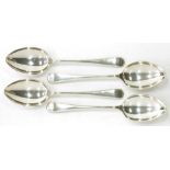 A SET OF FOUR GEORGE VI SILVER TABLE SPOONS, OLD ENGLISH PATTERN, SHEFFIELD 1939, 10OZS