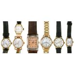 FOUR VARIOUS 9CT GOLD LADY'S WRISTWATCHES AND THREE OTHERS++GOOD CONDITION