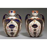 A PAIR OF CROWN DERBY OVOID IMARI PATTERN VASES, 1882, 17cm h, printed mark++Light wear to
