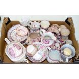 A COLLECTION OF 19TH C BRITISH LUSTRE WARE, TO INCLUDE A PART TEA SERVICE, JUGS, PICKLE DISHES AND