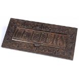 AN ORNATE VICTORIAN CAST IRON LETTER PLATE BY A KENRICK & SONS, 26.5CM W, STAMPED MAKER'S MARK AND