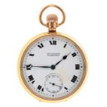 A 9CT GOLD LEVER WATCH, INSCRIBED APPLEYARD WAKEFIELD AND WALTHAM USA, MAKER'S MARK ALD,