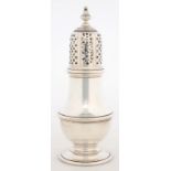 A GEORGE VI BALUSTER SILVER CASTER AND COVER, 22CM H, LONDON 1938, 7OZS 9DWTS