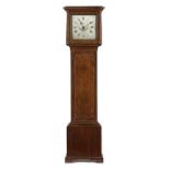 A GEORGE III MAHOGANY EIGHT DAY LONGCASE CLOCK, JOHN POLLARD PLYMOUTH DOCK the silvered dial with