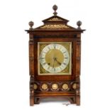 A GERMAN OAK ARCHITECTURAL CASED MANTEL CLOCK, WITH LENZKIRCH TING-TANG MOVEMENT, 49CM H, C1910