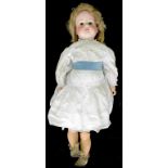 A GERMAN BISQUE HEADED CHARACTER DOLL, THE ARMAND MARSEILLE HEAD WITH HAZEL GLASS SLEEPING EYES,