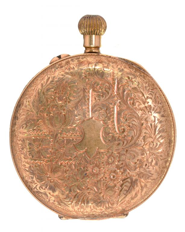 A GOLD KEYLESS FOB WATCH, MARKED 18K, 30MM D, 27.5G++SLIGHT WEAR TO DIAL COVER - Image 2 of 3