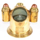 MARITIME. A GERMAN SHEET BRASS AND COPPER BINNACLE COMPASS, LABELLED C PLATH HAMBURGH, 24CM H, EARLY