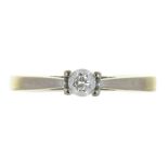 A DIAMOND SOLITAIRE RING IN 18CT WHITE GOLD, APPROX. 0.1CT, 2.4G, SIZE J++GOOD CONDITION