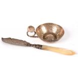 AN ELIZABETH II SILVER WINE TASTER, HAMMER TEXTURED, 7.5CM D, BIRMINGHAM 1991 AND A VICTORIAN MOTHER