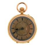 A SWISS 18CT GOLD KEYLESS FOB WATCH, MARKED GUIVRE REF:53569, K18, 32MM D, 27G++GOOD CONDITION