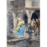 A SET OF SIX LATE 19TH C FRENCH HAND COLOUR LITHOGRAPHS, OF 18TH AND EARLY 19TH C SCENES,