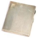 A GEORGE VI SILVER CIGARETTE CASE, ENGINE TURNED, 8.5CM, BIRMINGHAM 1938, 3OZS