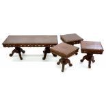 A SET OF FOUR CARVED INDIAN HARDWOOD OCCASIONAL TABLES, 42CM H