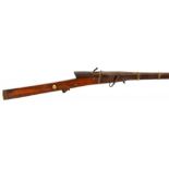 AN INDIAN 20 BORE MATCHLOCK MUSKET, 19TH C, with swamped, sighted barrel, hardwood full stock with