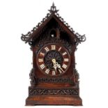 A GERMAN STAINED WOOD CUCKOO CLOCK OF CHALET TYPE, 53CM H, LATE 19TH C