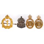WORLD WAR ONE. TWO BRASS ON WAR SERVICE 1915 BADGES, 5542 AND 75389, A WORLD WAR TWO SILVER A.R.P