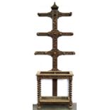 A VICTORIAN CARVED OAK HALL STAND, 250 X 76CM