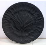 TREE OF LIFE. A LALIQUE ETCHED BLACK GLASS PLATE, 28CM D, ENGRAVED LALIQUE FRANCE