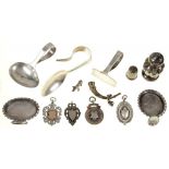 A GEORGE VI SILVER CHILD'S SPOON AND PUSHER, SHEFFIELD 1943 AND MISCELLANEOUS OTHER SMALL SILVER