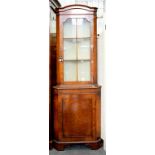 A WHITE PAINTED THREE FOLD SCREEN, 192CM H, A WALNUT CORNER CUPBOARD, 184CM H AND A HARDWOOD SIDE