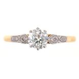 A DIAMOND SOLITAIRE RING IN GOLD, APPROX 0.4CT, MARKED 18CT PL, 2.15G, SIZE L++GOOD CONDITION