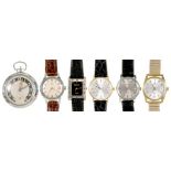 SIX VARIOUS GENTLEMAN'S WATCHES, TO INCLUDE A TISSOT, A ROTARY, AND A GUCCI++GOOD CONDITION