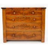 A VICTORIAN MAHOGANY CHEST OF DRAWERS, 102CM H; 122 X 50CM