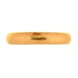 A 22CT GOLD WEDDING RING, BIRMINGHAM 1874, 6.75G, SIZE Q++MAKER'S MARK RUBBED