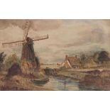 DAVID COX THE YOUNGER, ARWS (1809-1885) A WINDMILL, signed, watercolour, 26 x 40cm++Good