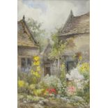 F. K. GREGORY, COTTAGE GARDEN, SIGNED, WATERCOLOUR, 51 X 35CM