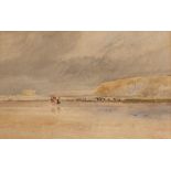 FOLLOWER OF DAVID COX CROSSING LANCASTER SANDS watercolour, 27 x 42.5cm++Tiny foxing spots which are