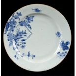 A CHINESE EXPORT PORCELAIN BLUE AND WHITE DISH, QING DYNASTY, 18TH C 34.5cm diam,++Small flat chip
