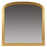 A VICTORIAN GILTWOOD OVERMANTLE MIRROR, MID 19TH C with low arched cavetto frame, 160cm h, 155cm