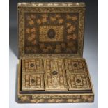 A CHINESE EXPORT BLACK AND GOLD LACQUER GAMES BOX AND COVER, QING DYNASTY, EARLY 19TH C the interior