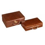 TWO CROCODILE LEATHER attache CASES, BY BRAMAH & CO, 1936-39 the lid tooled with coronet and