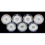 TWO PAIRS OF CHINESE EXPORT PORCELAIN FAMILLE ROSE PLATES, TWO CONTEMPORARY PLATES AND A MATCHING