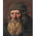 BRITISH SCHOOL HEAD OF A BEARDED MAN oil on canvas laid on board, 44 x 36.5cm++Support somewhat