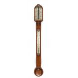 A VICTORIAN OAK STICK BAROMETER, CARPENTER & WESTLEY 24 REGENT ST LONDON, C1870 with twin scales and