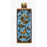 A FINE JAPANESE CLOISONNE ENAMEL SNUFF BOTTLE BY NAMIKAWA YASUYUKI, MEIJI PERIOD with butterflies