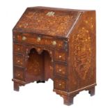 A DUTCH WALNUT AND FLORAL MARQUETRY BUREAU, LATE 18TH C both sides similarly decorated with