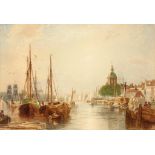 GEORGE SHEFFIELD THE YOUNGER (1839-1892) SUNRISE AT DORDRECHT signed, dated 1859 and inscribed DORT,