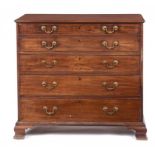 A GEORGE III MAHOGANY SECRETAIRE CHEST, C1780 the fitted interior centred by a blind fret gothick