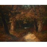 CLARENCE HENRY ROE (1850-1909) RABBITS ON A WOODLAND PATH signed, oil on canvas, 100 x 124cm++In