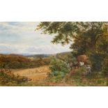 AFTER GEORGE VICAT COLE A SURREY CORNFIELD inscribed verso, oil on canvas, 39.5 x 65cm++A 19th c